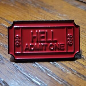 Red Admit One Ticket Pin